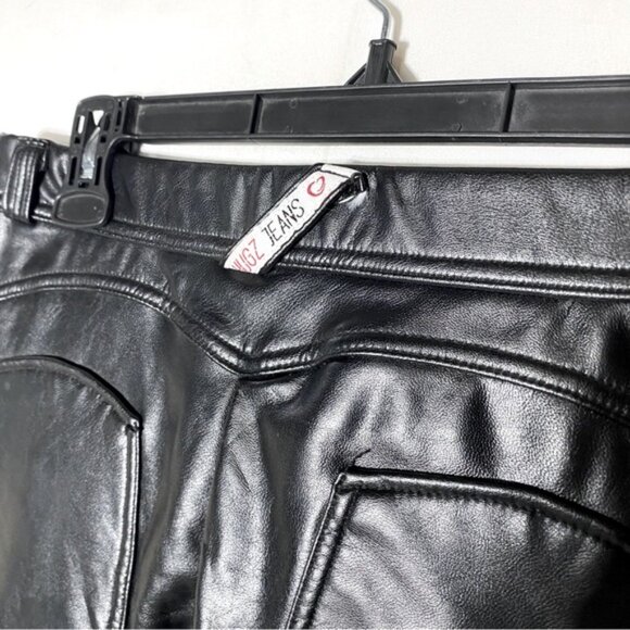 Hugz Jeans Black Faux Leather Low Waist Moto Biker Style Skinny Pants 10 - Picture 8 of 16